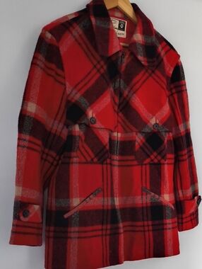 Ralph Lauren Vintage Red and Black Plaid Wool Chore Coat